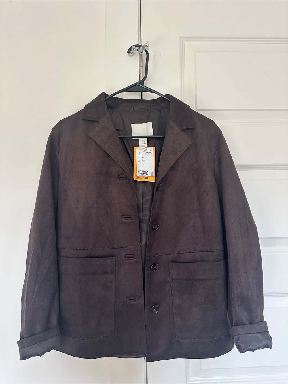 Women’s Dark Brown Suede Button Jacket - Classic Workwear Style